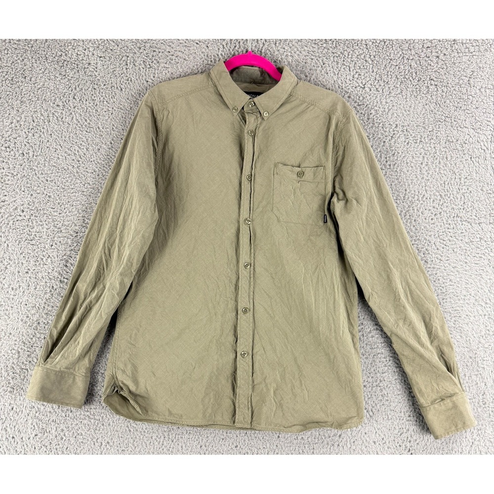 Nixon Hemlock Shirt Mens M Olive Green Cotton Elbow Patch Long Sleeve Button Up